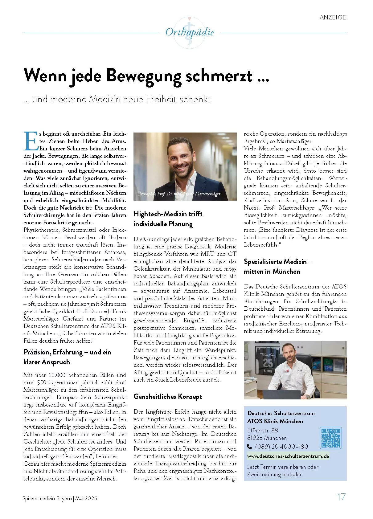 Spitzenmedizin Bayern | Mai 2026 | "Wenn jede Bewegung schmerzt … … und moderne Medizin neue Freiheit schenkt" Spitzenmedizin Bayern | Mai 2026 | "Wenn jede Bewegung schmerzt …<br />
… und moderne Medizin neue Freiheit schenkt"